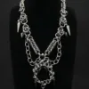 Nocturne Black Stone Spiked Chainmail Necklace — Handmade Gothic Necklace, Stainless Steel, Dark Silver, Grizz Studio