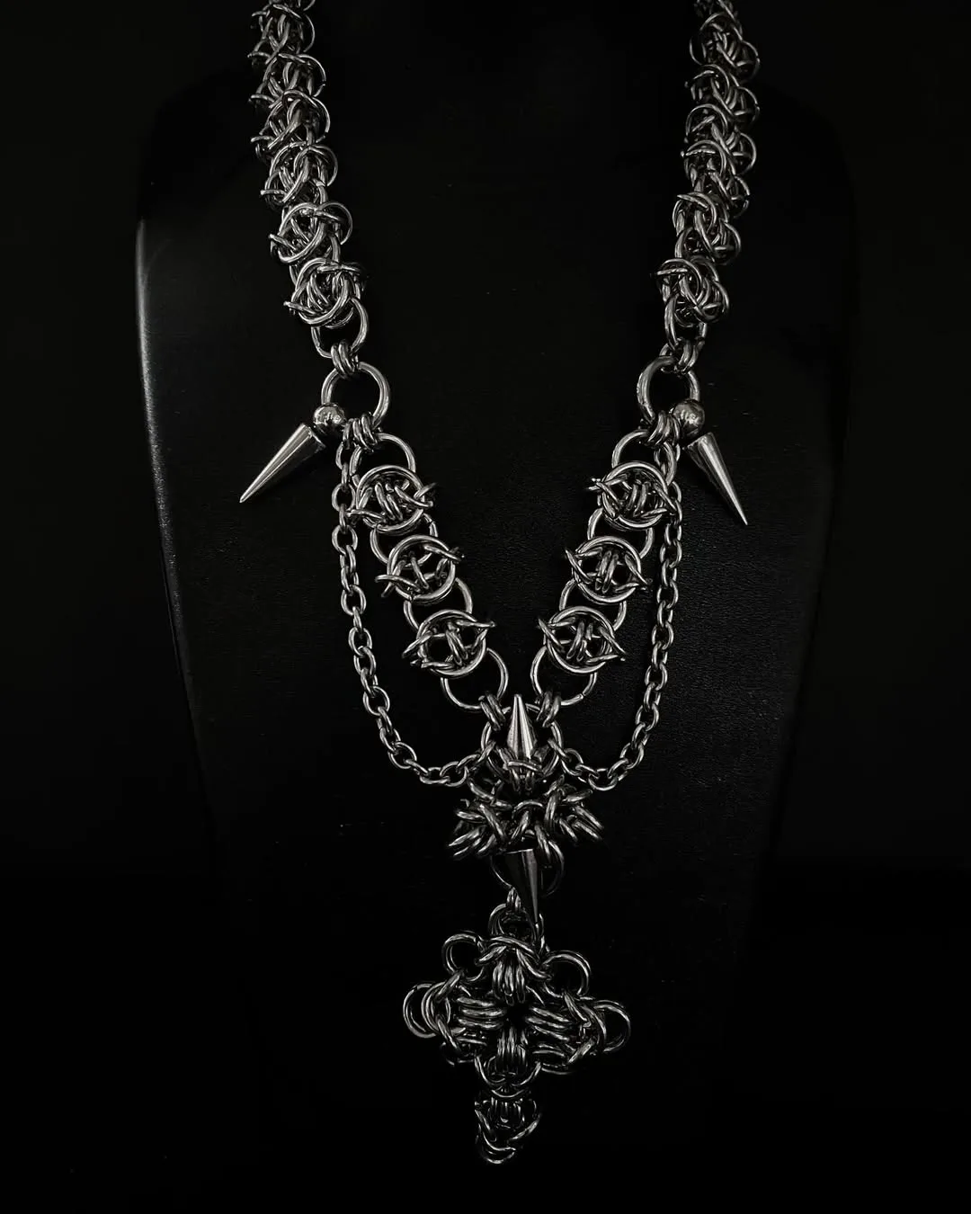 Nocturne Cross Chainmail Necklace