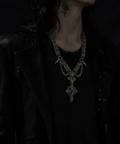Alternative view of Nocturne Cross Chainmail Necklace