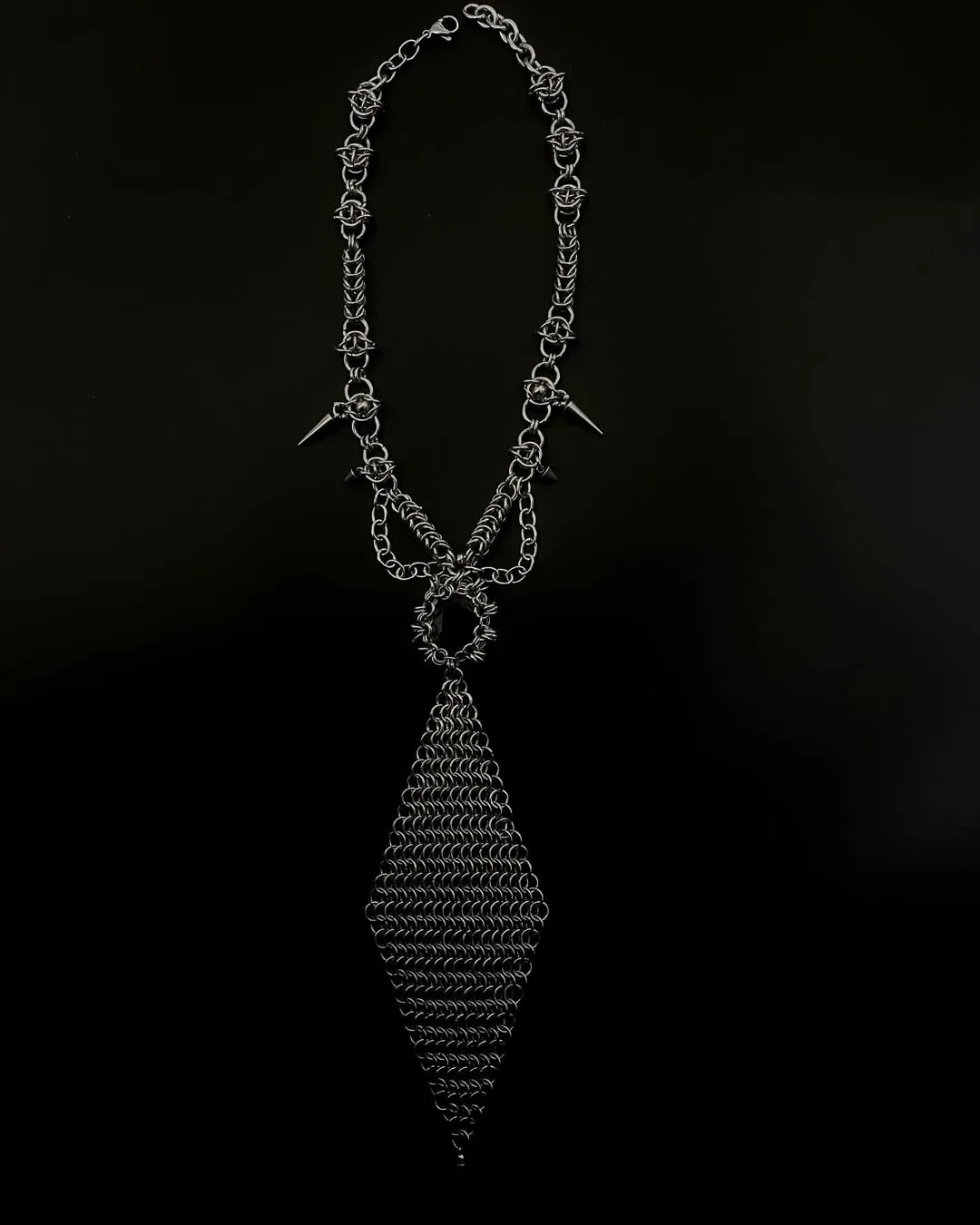 Obsidian Armour Tie Chainmail Necklace