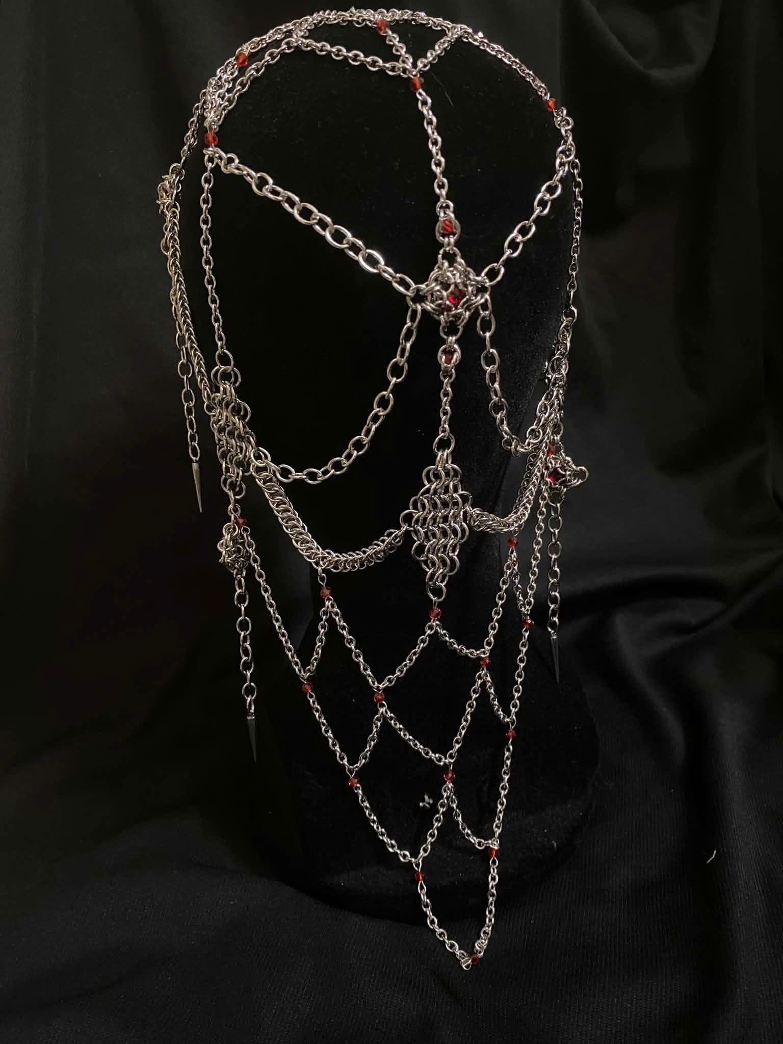 Crimson Cathedral Veil Chainmail Headdress - Image 2