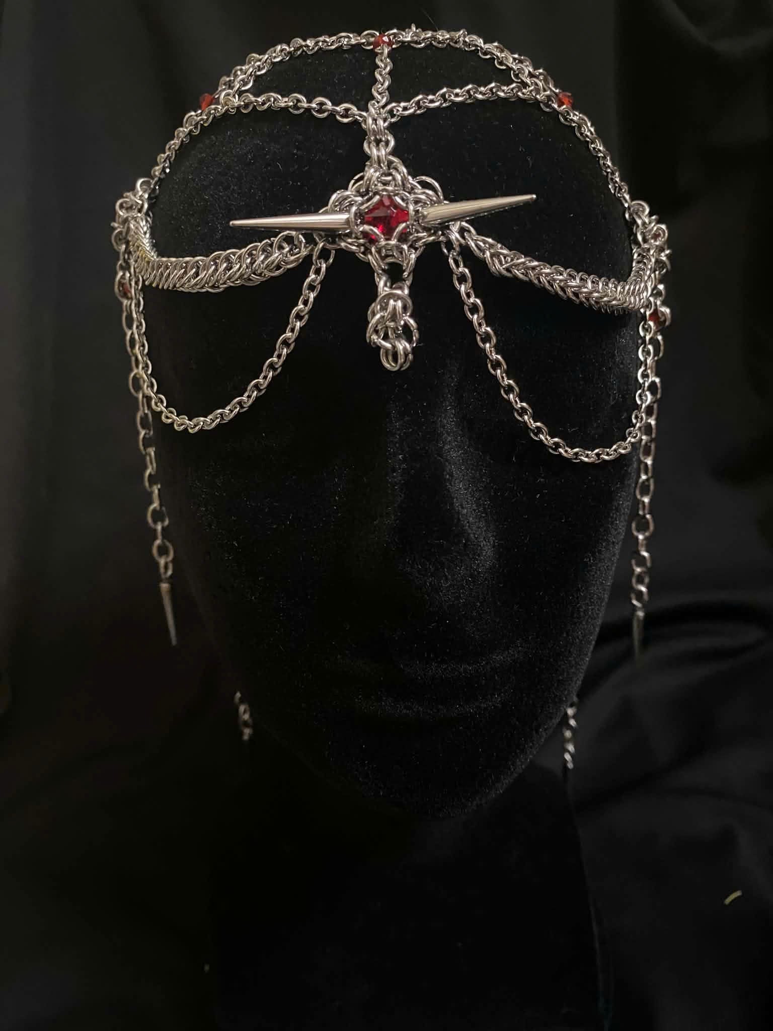 Crimson Cathedral Veil Chainmail Headdress